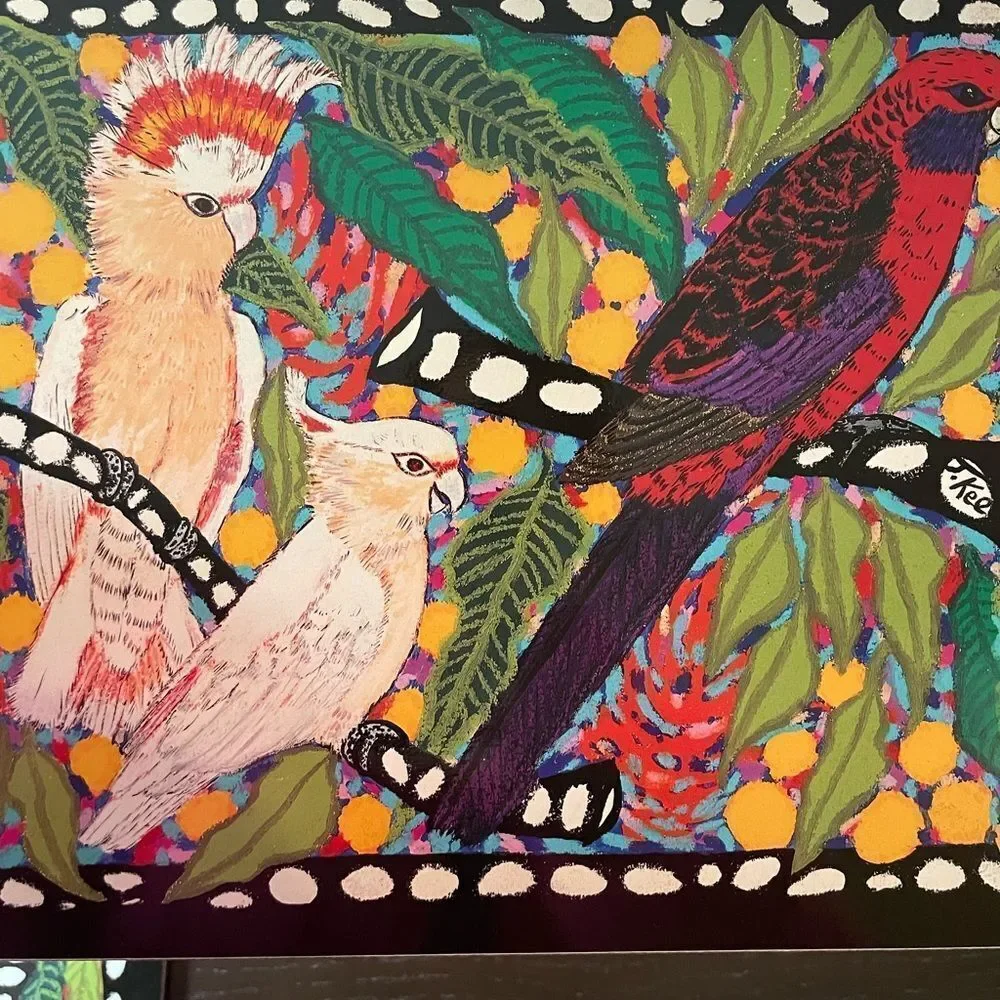 Jenny Kee Designer Tropical Birds Vintage Australian Cork Gloss Placemats set/6